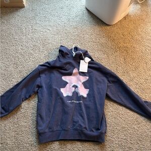 Aelfric Eden Navy Blue Hoodie with Pink Star Design